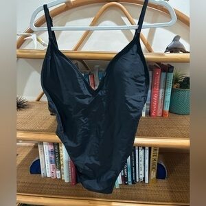 Adreamly black plunging neckline one piece swimsuit NWT
